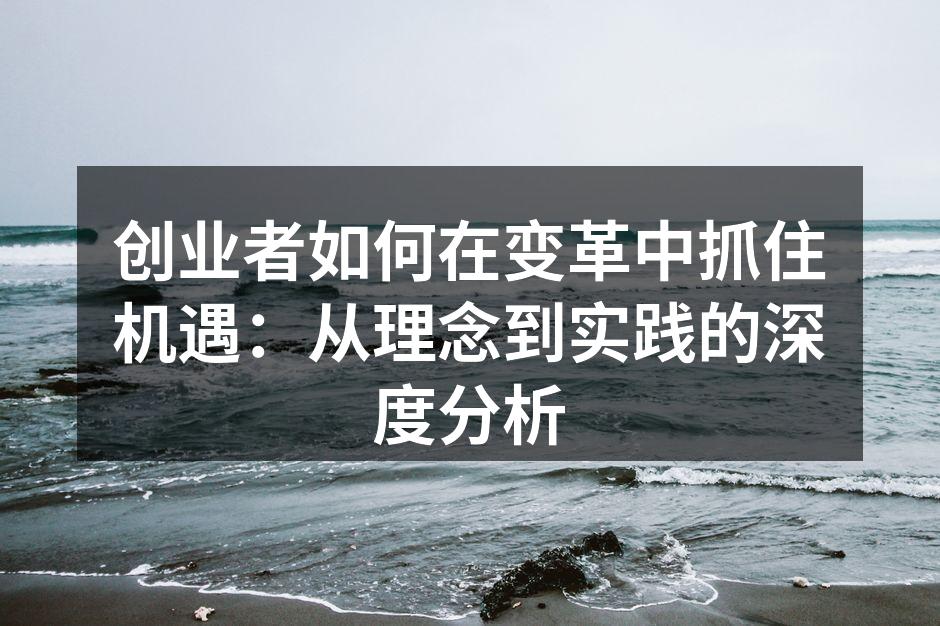 创业者如何在变革中抓住机遇：从理念到实践的深度分析